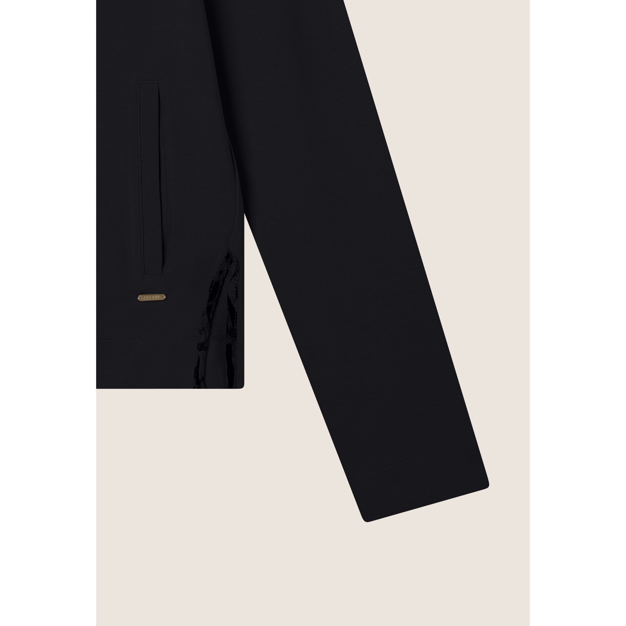 Tuta donna con zip, collo alto e dettagli animalier