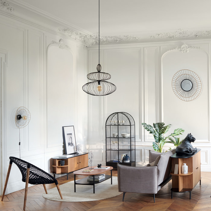 Statuette léopard coucher - résine - noir - H38 cm