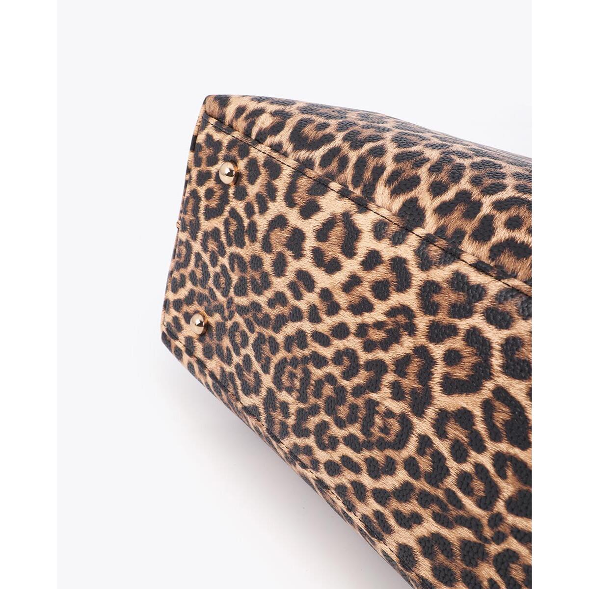 Borsa shopper basic con stampa leopardata