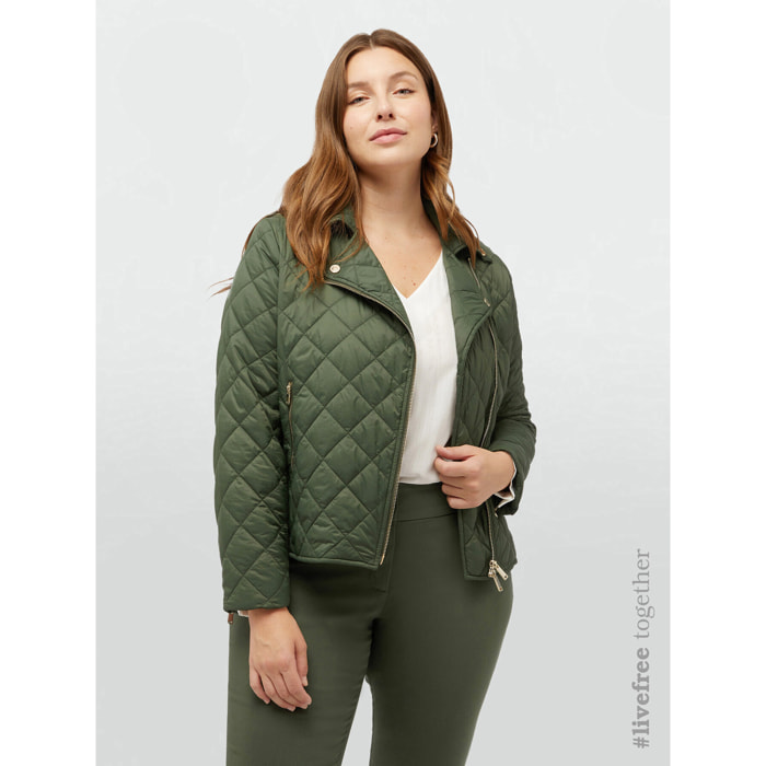 Fiorella Rubino - Piumino stile biker trapuntato - Verde