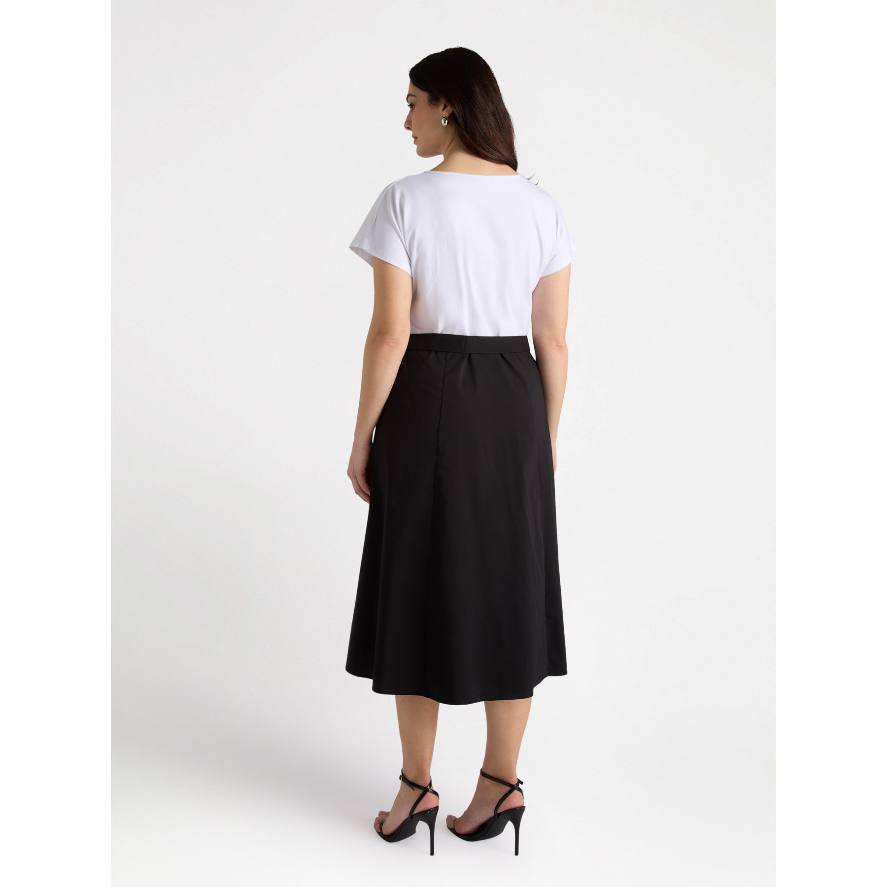 Fiorella Rubino - Vestido bimateria blanco y negro - Negro