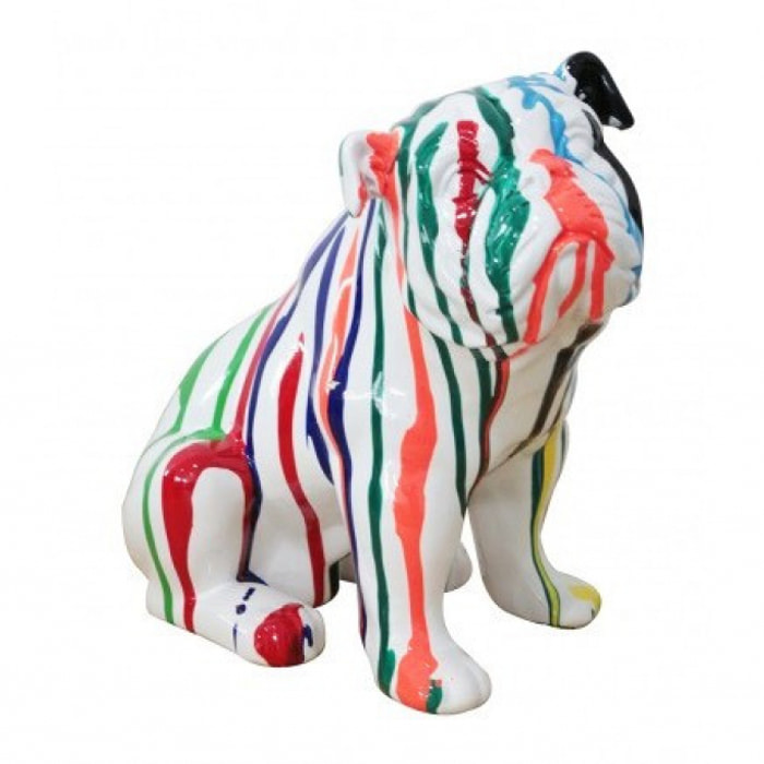 Statuette chien multicolore en résine H28cm - MEIKO