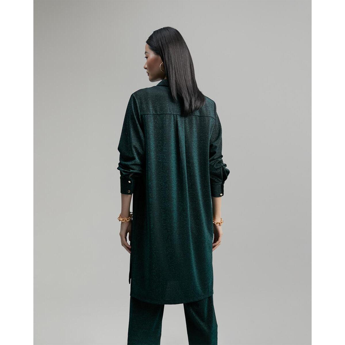 Blusa in maglia circolare con lurex