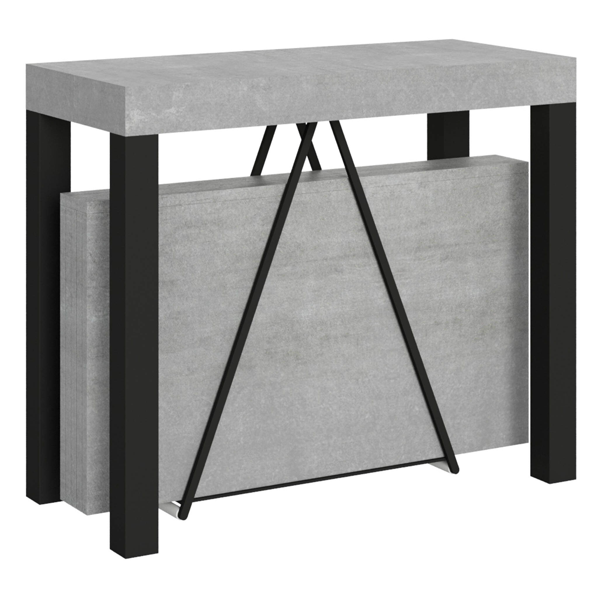Consolle allungabile 90x40/300 cm Tiris Cemento telaio Antracite