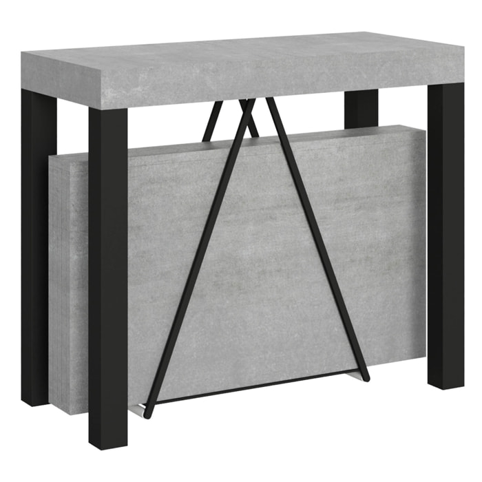 Consolle allungabile 90x40/300 cm Tiris Cemento telaio Antracite