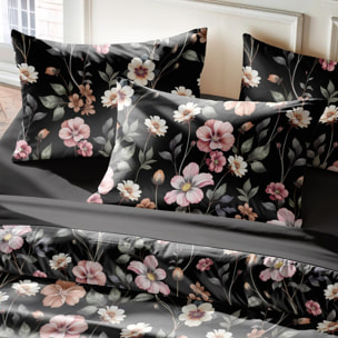 Funda de Almohada Floral Cascade Negro