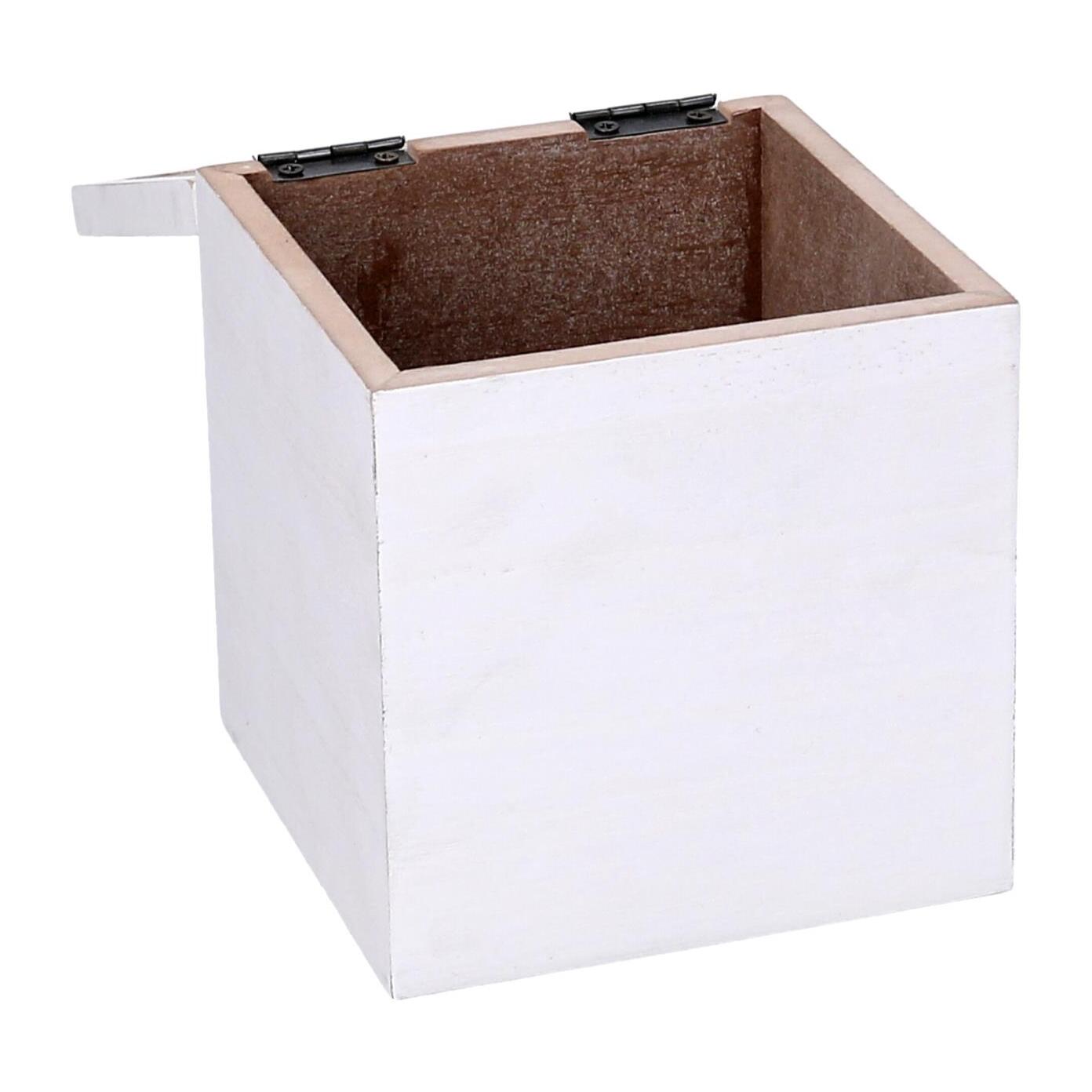 Scatola portathe in legno bianco quadro cm10x10h11