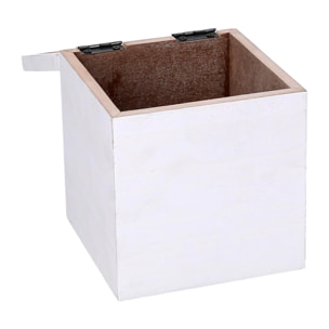 Scatola portathe in legno bianco quadro cm10x10h11