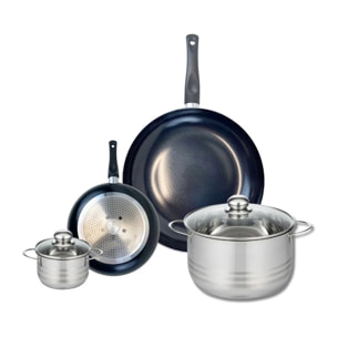Ensemble de 2 Poêles de cuisson 20 et 32 cm et 2 faitouts 12 et 24 cm Elo Prima Brillant