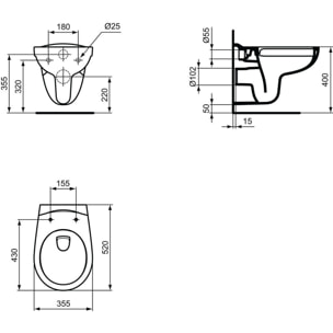 Pack WC Bâti-support autoportant + WC Porcher sans bride + Abattant Astor + Plaque Chrome mat (SMART-Porcher-M572)