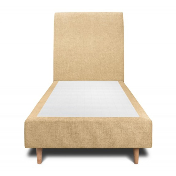Lit avec tête de lit tapissée tissu et sommier tapissier Ep20