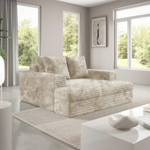 CAMELIA - Canapé 2 places en velours côtelé épais beige
