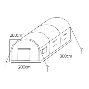 Serra da coltivazione 2x3 M giardino struttura a tunnel in acciaio zincato 6mq 200x300x190cm