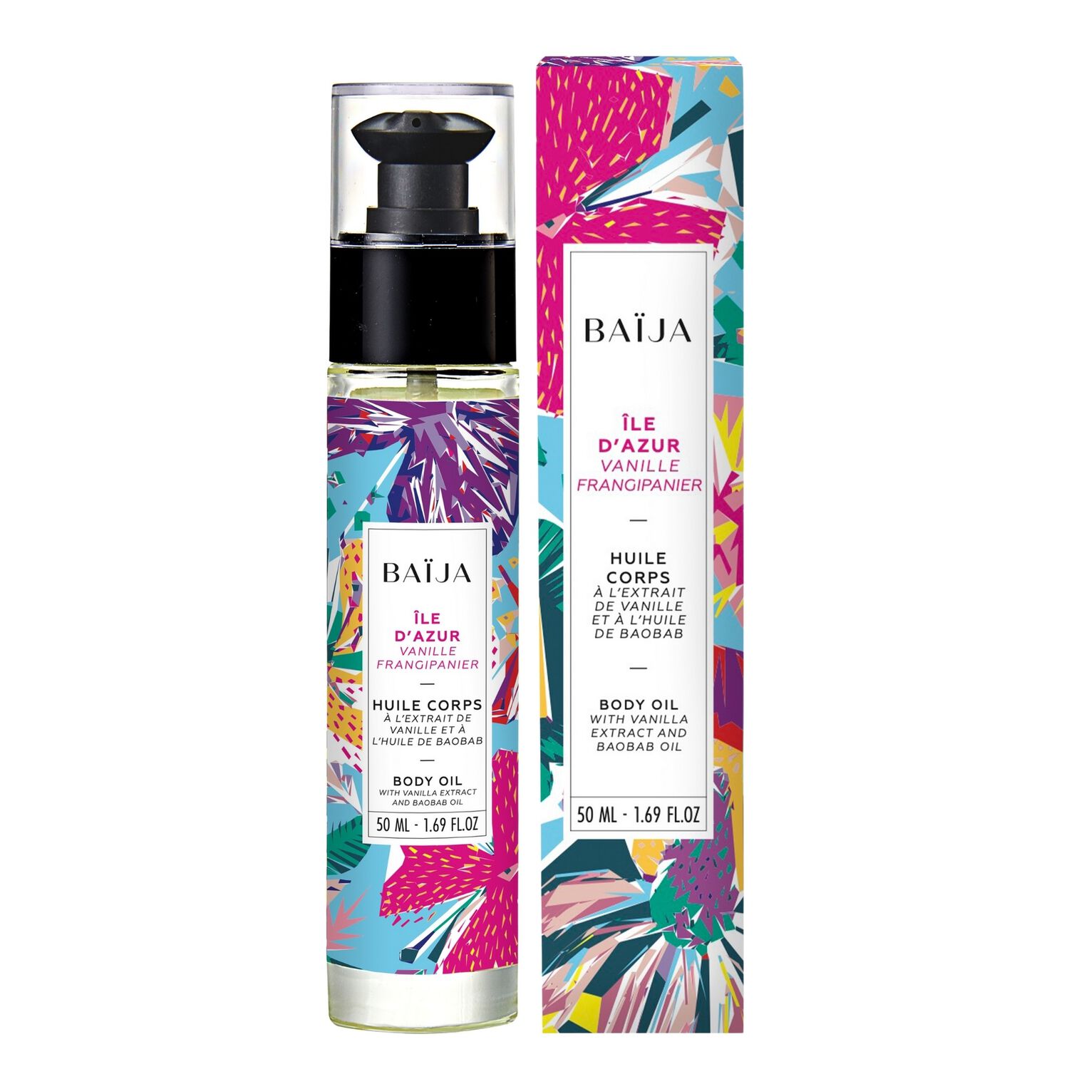 Île d'Azur - Huile corps à l'extrait de vanille et d'huile de baobab 50 ml