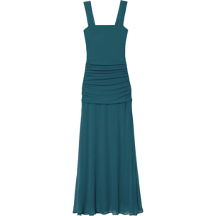 Vestido midi con cuerpo drapeado y falda de gasa