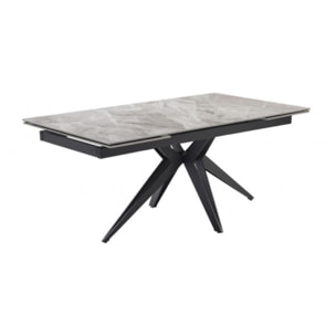 Table extensible en céramique gris brillant L160/240cm - 9 piètements - UNIK