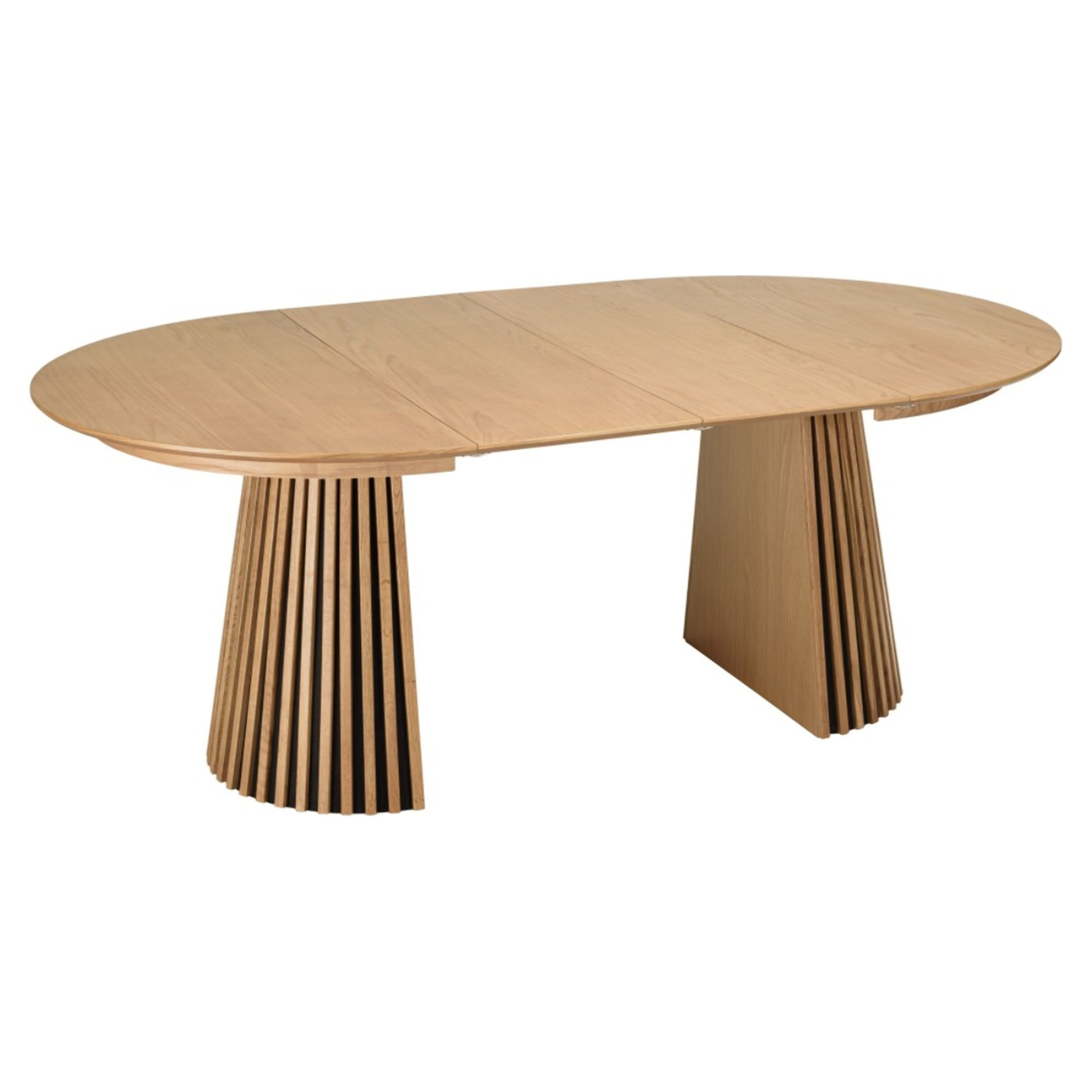 SYA - Table à manger ronde extensible L120/160/200 décor et chêne naturel
