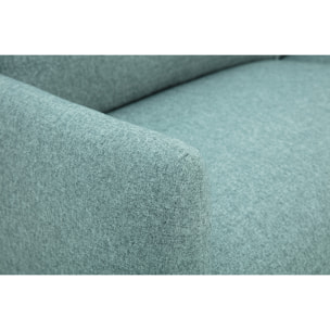 Canapé design 3 places en tissu vert de gris et bois clair BONO