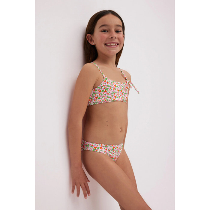 Set bikini da bambina con stampa di cuori