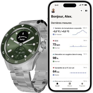 Montre santé WITHINGS Scanwatch Nova verte