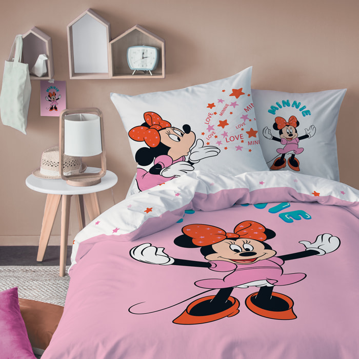 Parure de lit imprimée 100% coton, DISNEY HOME MINNIE HAPPY