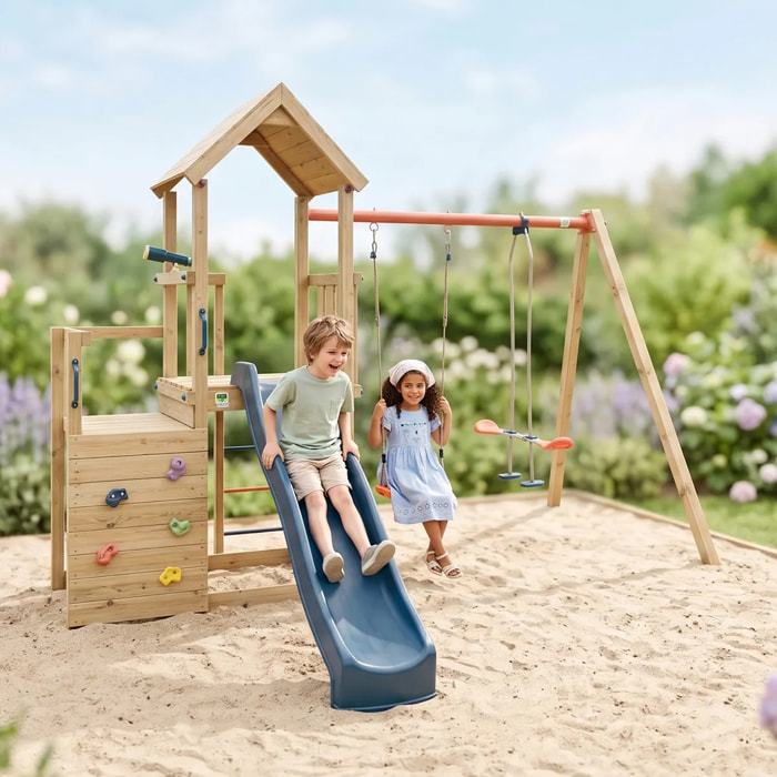 Aire de jeux en bois poutre métal 2,30 m XCHANGE PLAYER