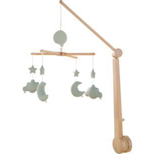 Mobile musical bébé en bois avec 4 jouets