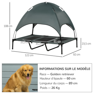 Lit XXL pour chien chat sur pied + parasol + sac de transport