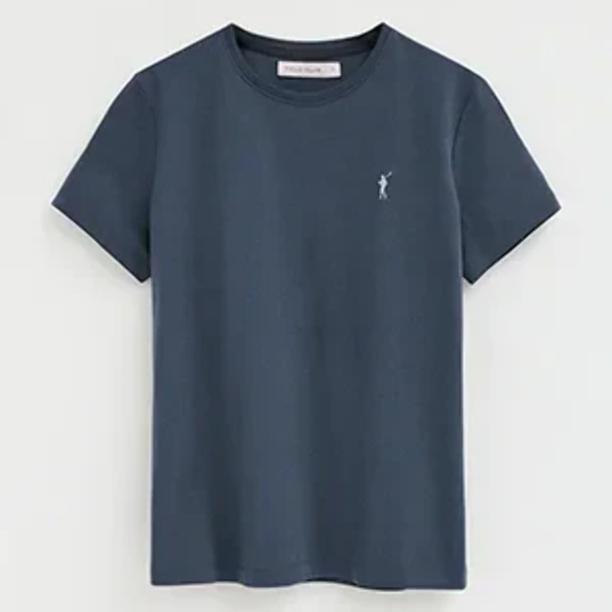 Maglietta blu denim a maniche corte e a girocollo con ricamo Rigby Go