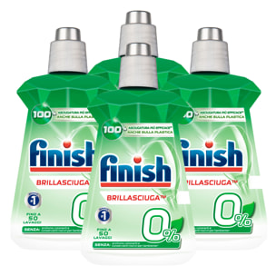 4x Finish Brillantante 0% per Lavastoviglie - 4 Flaconi da 250 ml