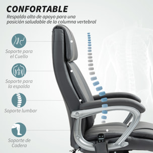 Silla de Oficina con Masaje de 6 Puntos Silla de Escritorio Giratoria con Función de Calefacción Altura Ajustable y Función de Basculante Mando a Distancia para Estudio Gris Oscuro