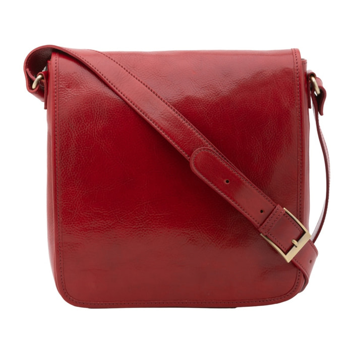 Borsa a tracolla da uomo in vera pelle - Modello False - Made in Italy - 29.0 x 28.0 x 9.0 cm