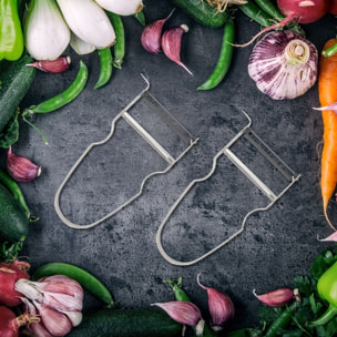 Lot de 2 rasoirs à légumes 11 cm Castor en inox Fackelmann