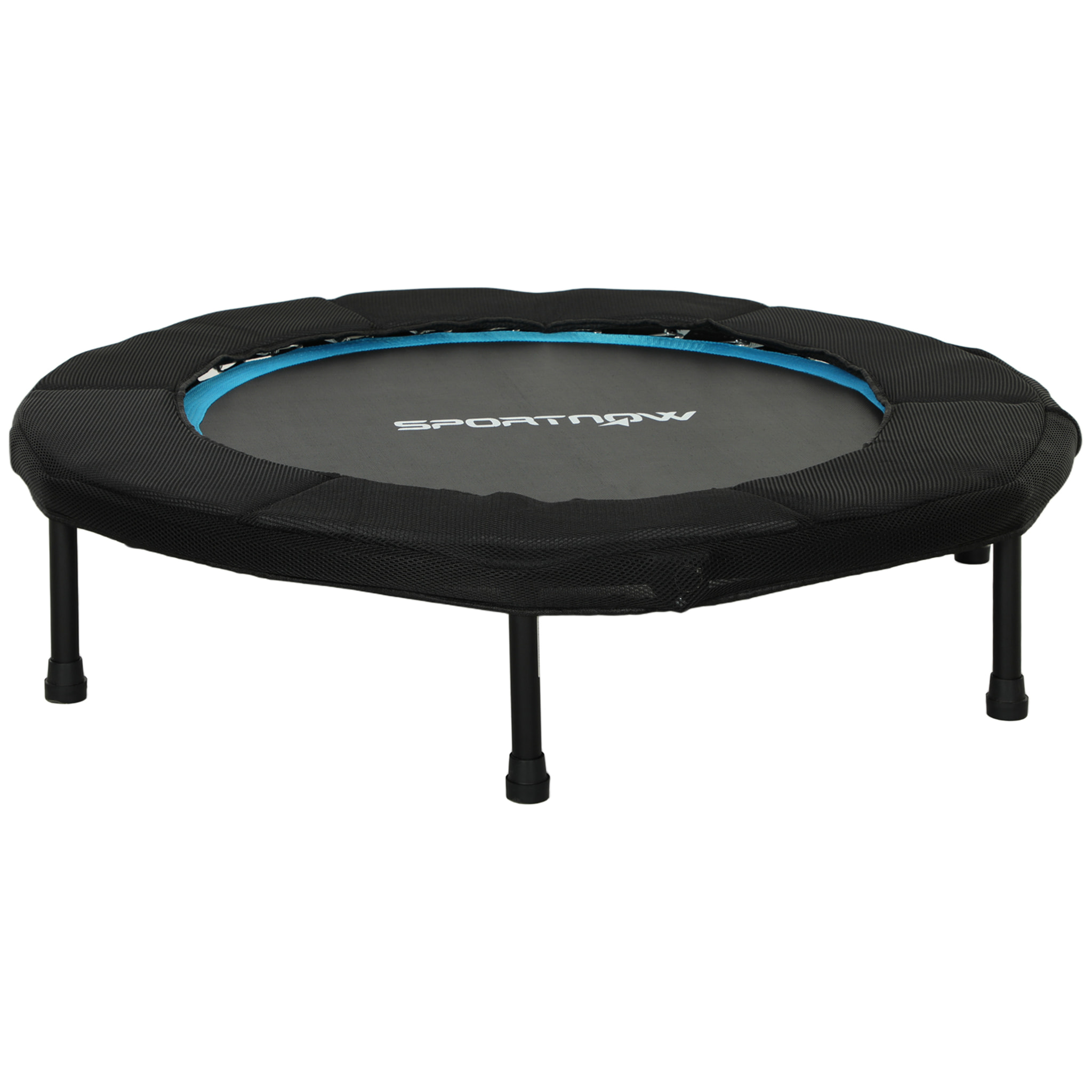 Trampolín de Fitness Plegable Ø102 cm Cama Elástica con Marco de Acero Antideslizantes Carga 100 kg para Entrenamiento Piernas Cuerpo en Hogar Oficina Gimnasio Azul