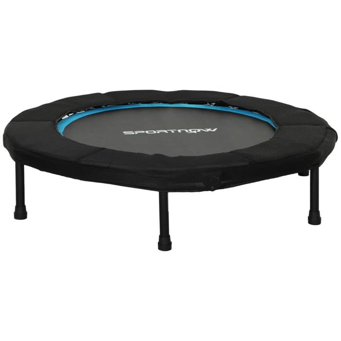 Trampolín de Fitness Plegable Ø102 cm Cama Elástica con Marco de Acero Antideslizantes Carga 100 kg para Entrenamiento Piernas Cuerpo en Hogar Oficina Gimnasio Azul