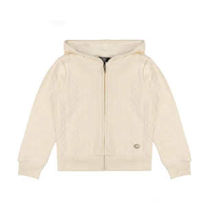 Felpa invernale da bambina con cappuccio e zip con trama a treccia 'Lace'
