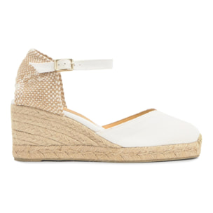 Alpargata de cuña 6 cm en raso con pala escotada en v