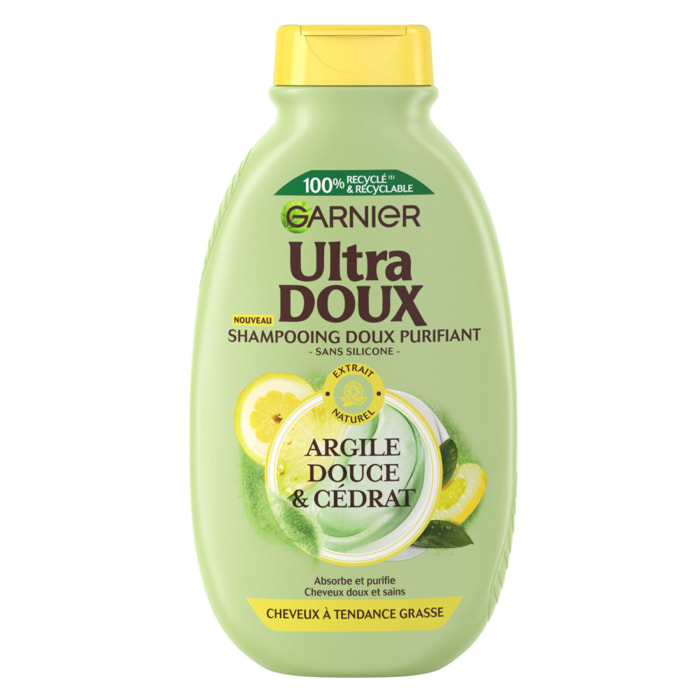 Lot de 12 - Garnier Ultra Doux Shampooing Purifiant argile douce & cédrat 300ml