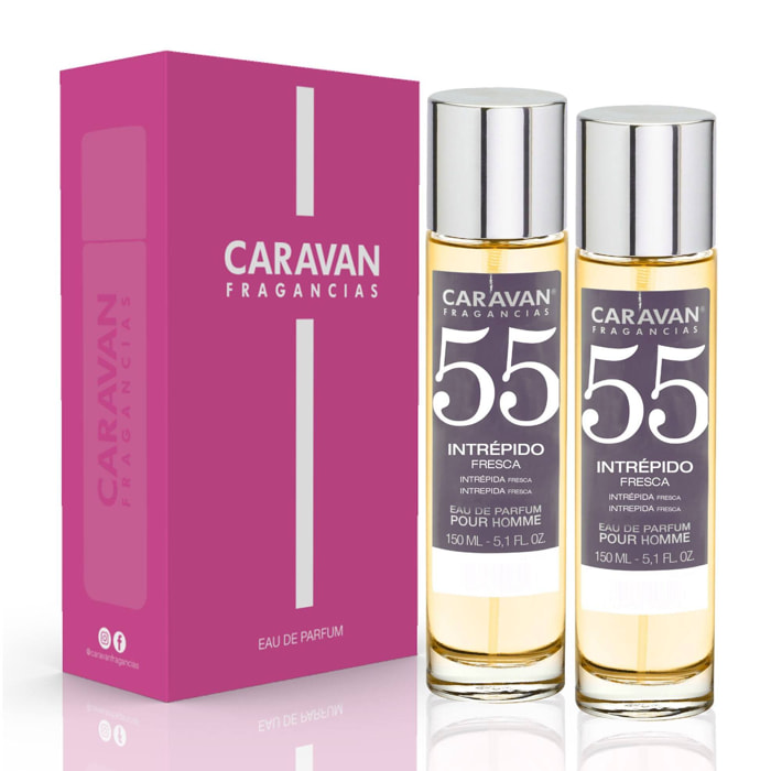 Caravan fragancias - caja de regalo con 2 perfumes nº55 de 150 ml, para hombre