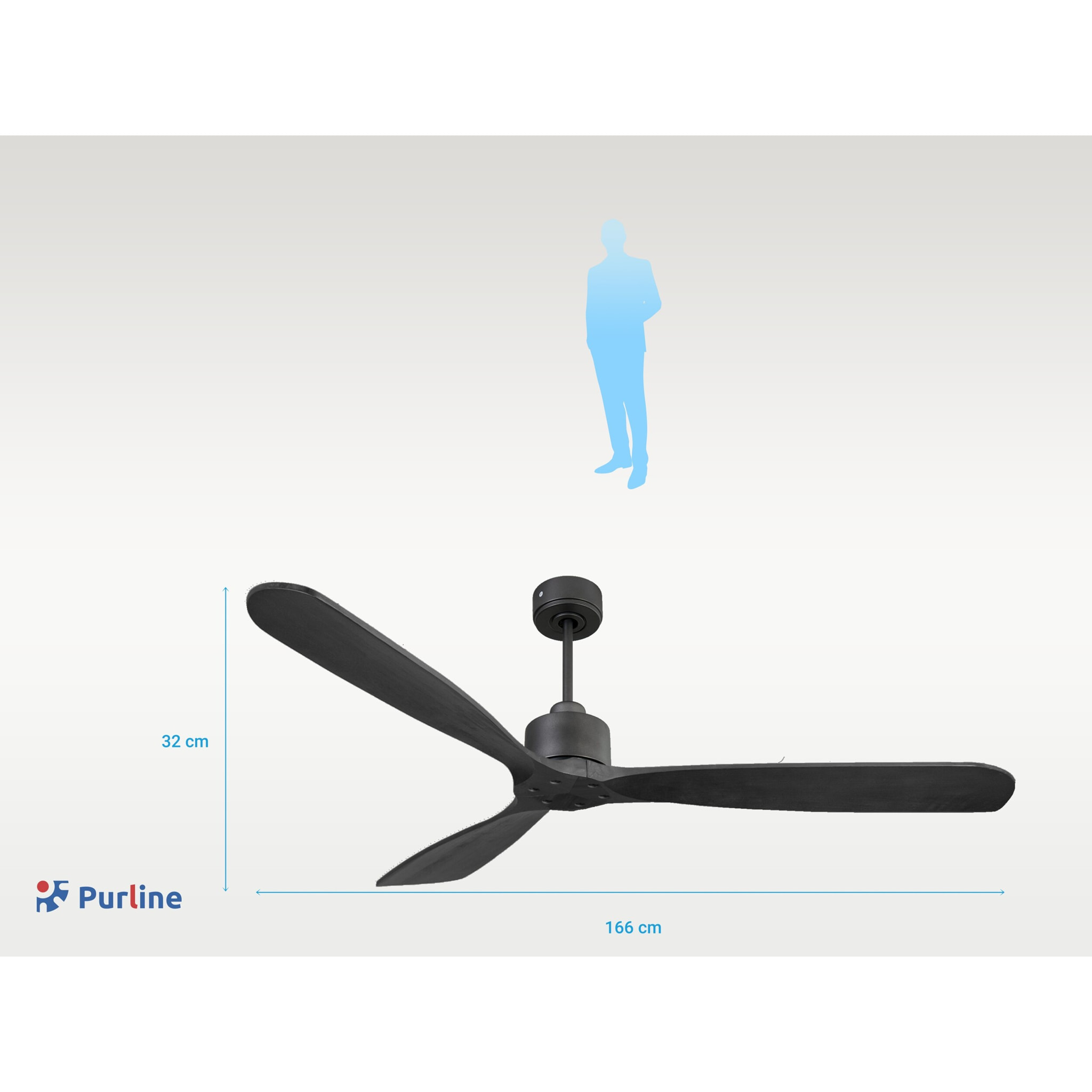 Ventilador de techo Reversible Termostato Wifi Motor DC Techos Inclinados Mando a Distancia Hypersilence Memoria FullWood FernandoD166C0365234 PURLINE