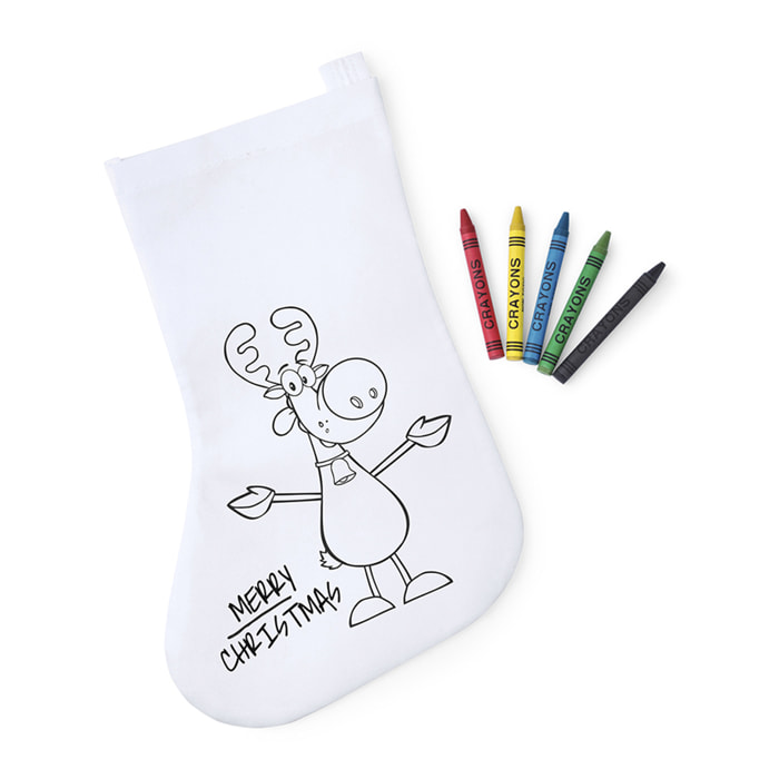 Calcetín diseñado para colorear con ceras.