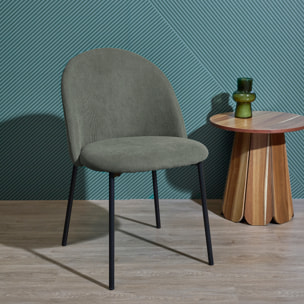 Lot de 4 Chaises - HOME DECO FACTORY - Jules - Côtelé - Vert