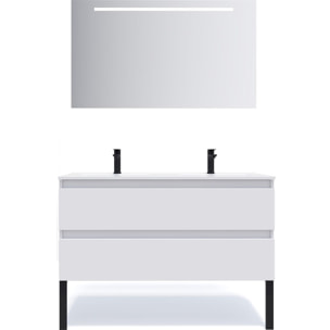 Ensemble double vasque 2 tiroirs + miroir - HUDSON
