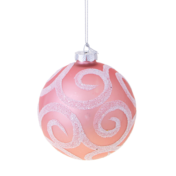 Sfera Damasco - Pezzi 4 - Colore Rosa - 10x10Hx10cm - Bianchi Dino