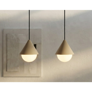 Lampada a sospensione Giro in acciaio nero e vetro