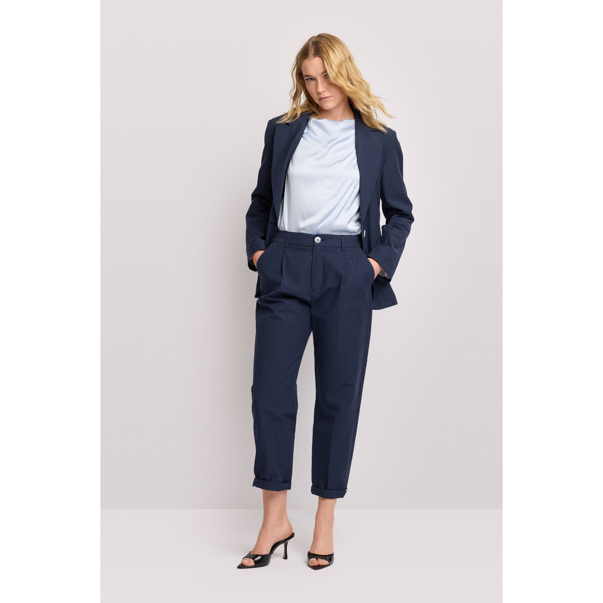 Kocca - Pantaloni con risvolto Donna, Tinta unita