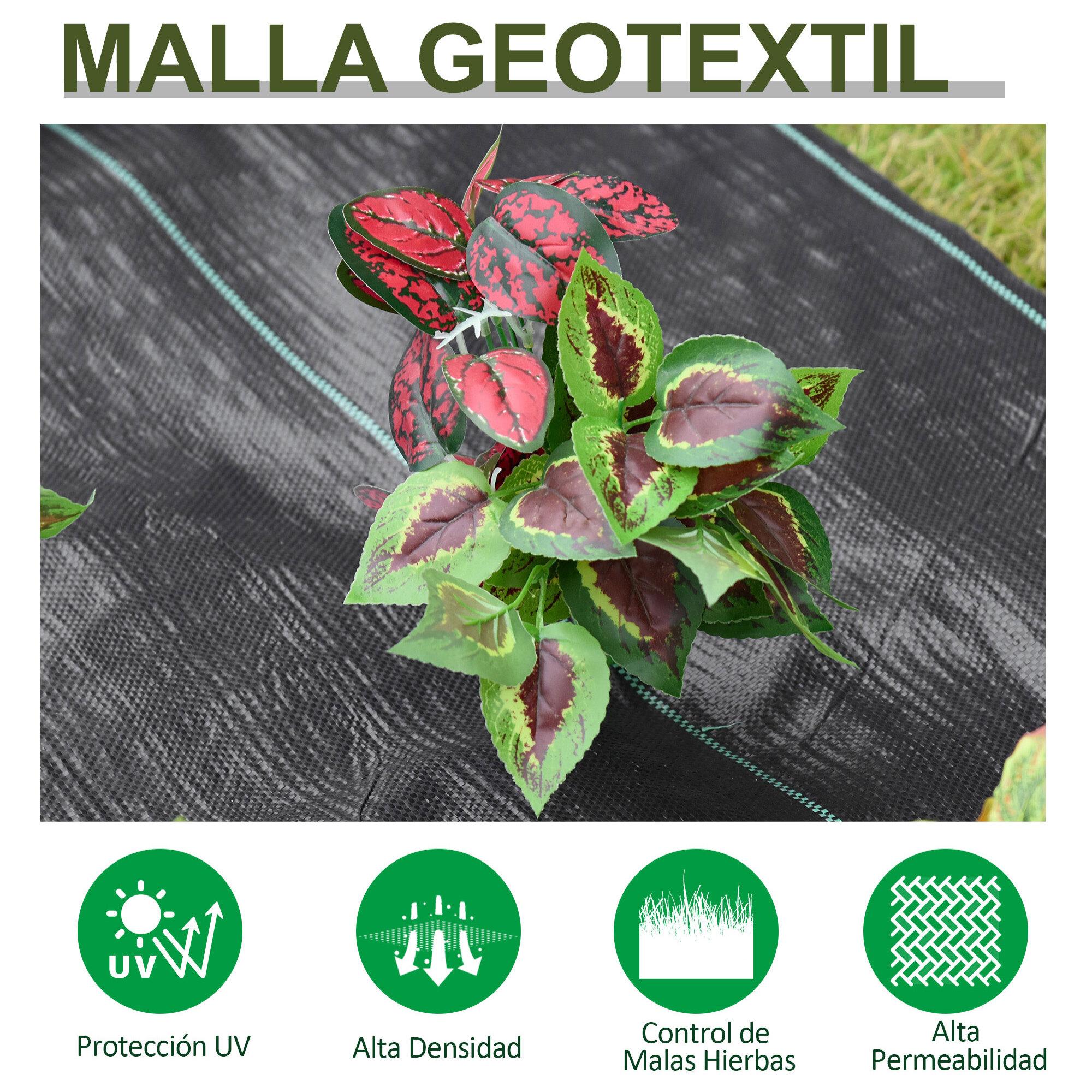 Rollo de Malla Geotextil 2x50 m Malla de Jardín contra Malas Hierbas 100 g/m²