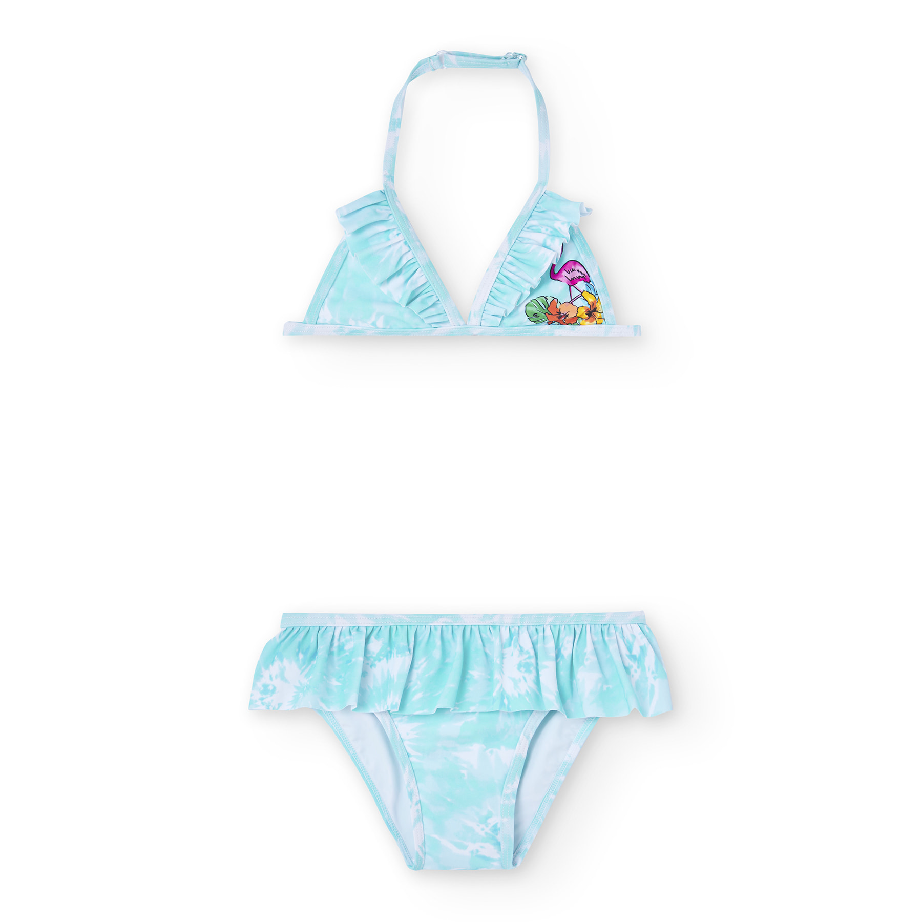 Bikini estampada niÃ±a, algodÃ³n, estampado, azul claro