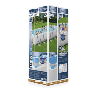 Bestway Piscine hors sol tubulaire rectangulaire Bestway Power Steel 640 x 274 x 132 cm gris clair