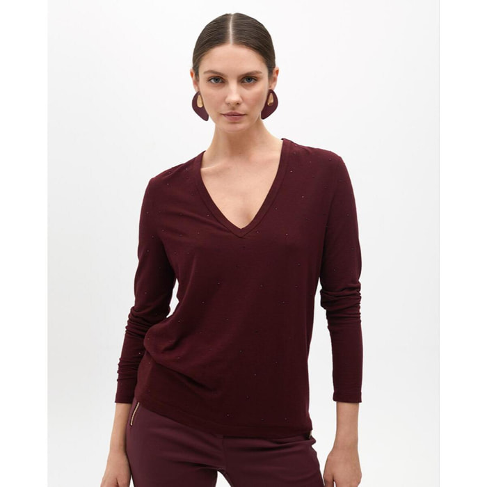 Maglia a V con Strass